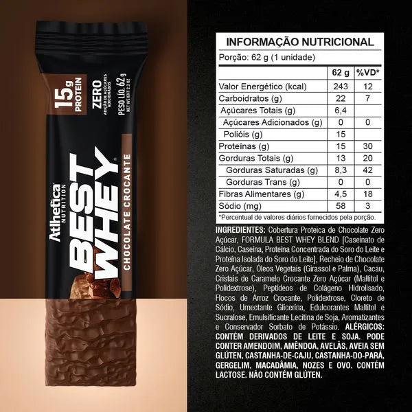 Best Whey Bar (Display com 12 Barras de 62g) Chocolate Crocante